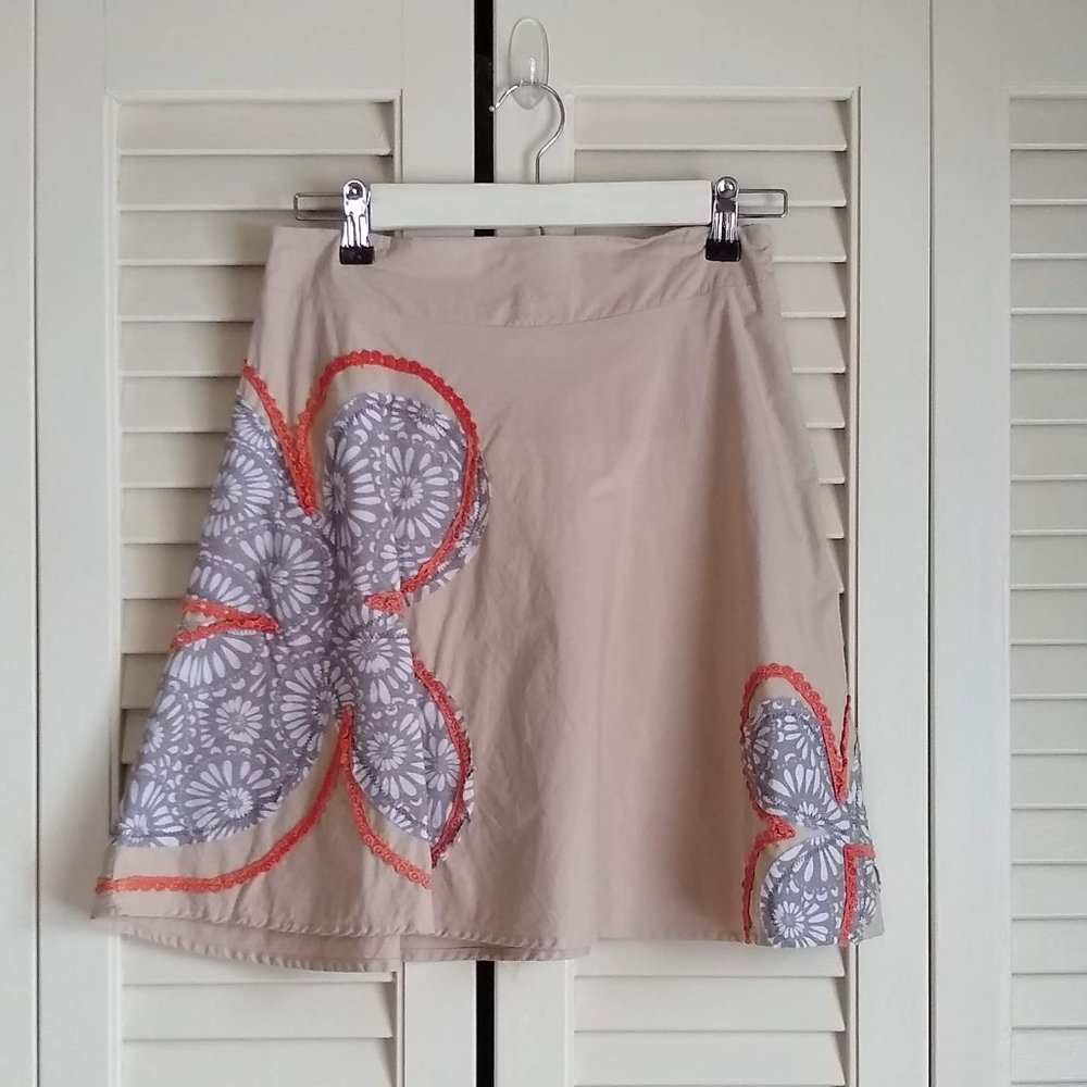Ryu Embroidered Khaki Skirt, Size S